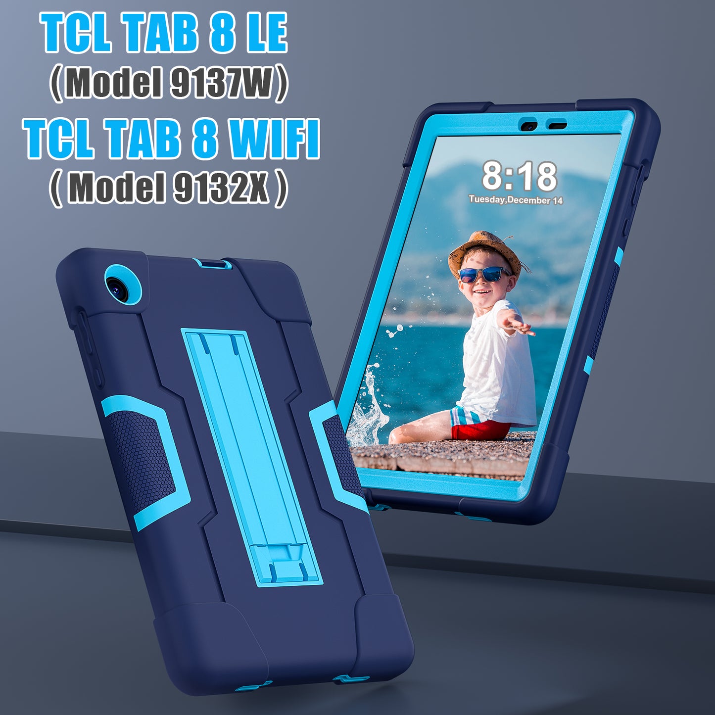 For TCL Tab 8 4G / Tab 8 LE (Model 9137W) / Tab 8 WiFi (Model 9132X) Kickstand Tablet Case Robot Style Silicone + PC Color Contrast Protective Cover