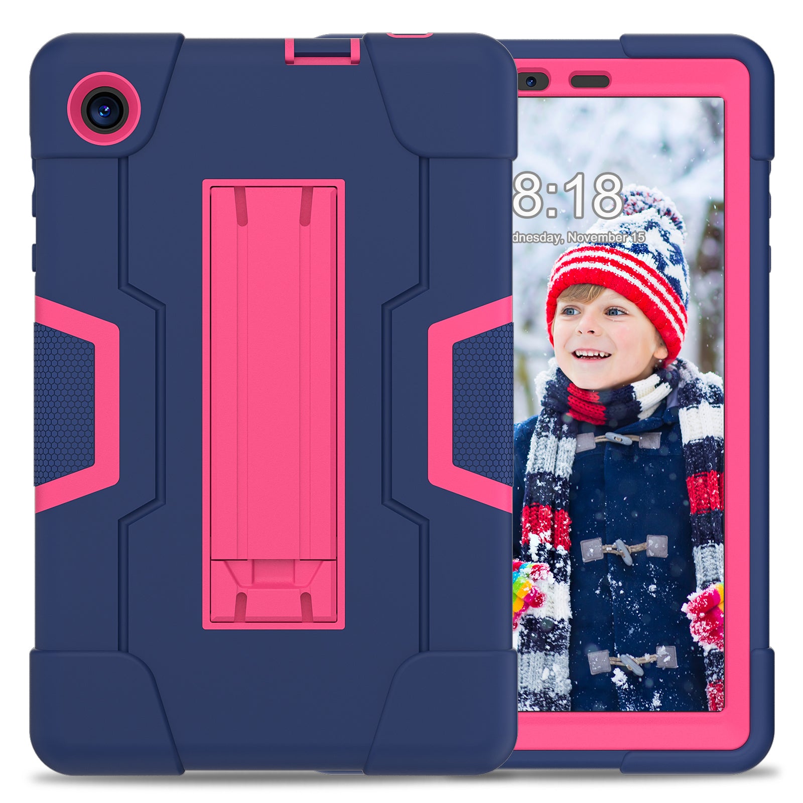For TCL Tab 8 4G / Tab 8 LE (Model 9137W) / Tab 8 WiFi (Model 9132X) Kickstand Tablet Case Robot Style Silicone + PC Color Contrast Protective Cover