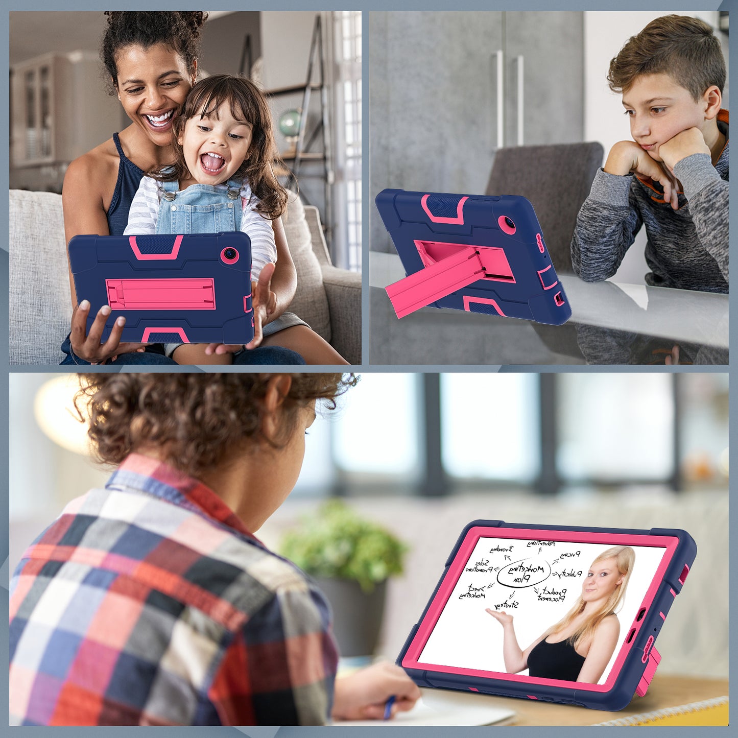 For TCL Tab 8 4G / Tab 8 LE (Model 9137W) / Tab 8 WiFi (Model 9132X) Kickstand Tablet Case Robot Style Silicone + PC Color Contrast Protective Cover