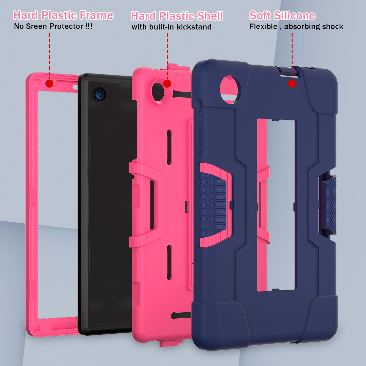 For TCL Tab 8 4G / Tab 8 LE (Model 9137W) / Tab 8 WiFi (Model 9132X) Kickstand Tablet Case Robot Style Silicone + PC Color Contrast Protective Cover
