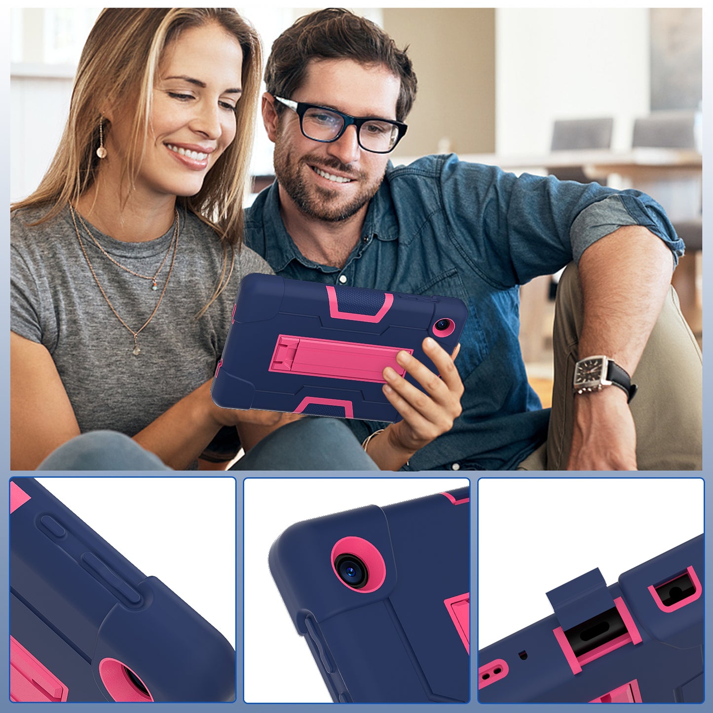 For TCL Tab 8 4G / Tab 8 LE (Model 9137W) / Tab 8 WiFi (Model 9132X) Kickstand Tablet Case Robot Style Silicone + PC Color Contrast Protective Cover