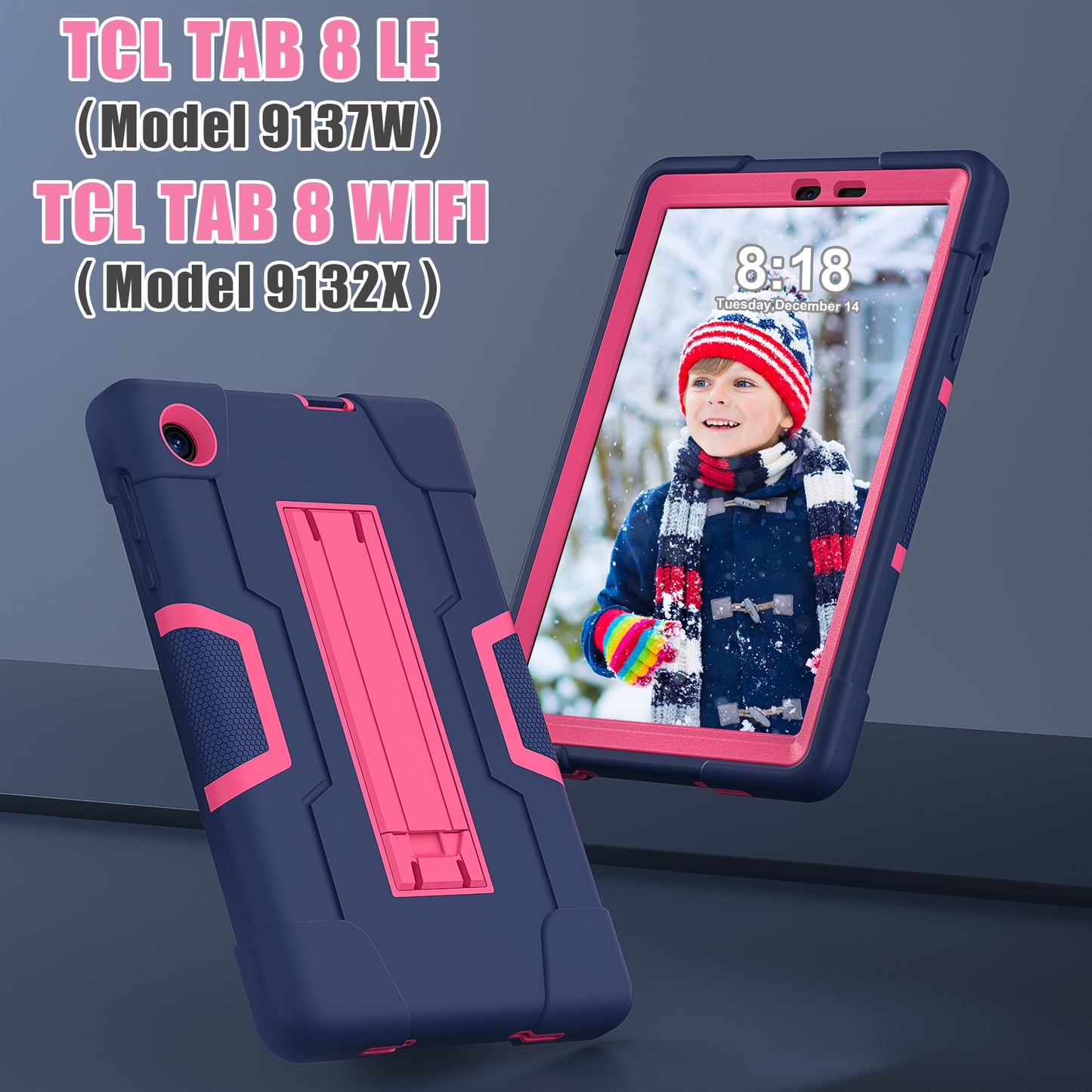 For TCL Tab 8 4G / Tab 8 LE (Model 9137W) / Tab 8 WiFi (Model 9132X) Kickstand Tablet Case Robot Style Silicone + PC Color Contrast Protective Cover