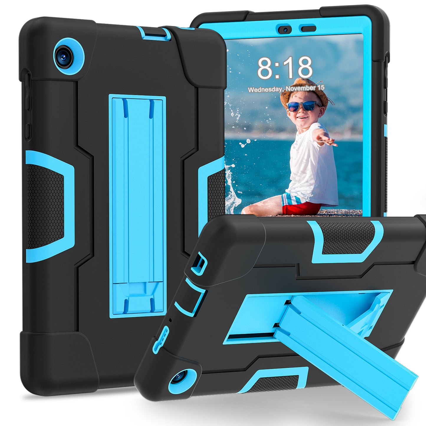 For TCL Tab 8 4G / Tab 8 LE (Model 9137W) / Tab 8 WiFi (Model 9132X) Kickstand Tablet Case Robot Style Silicone + PC Color Contrast Protective Cover
