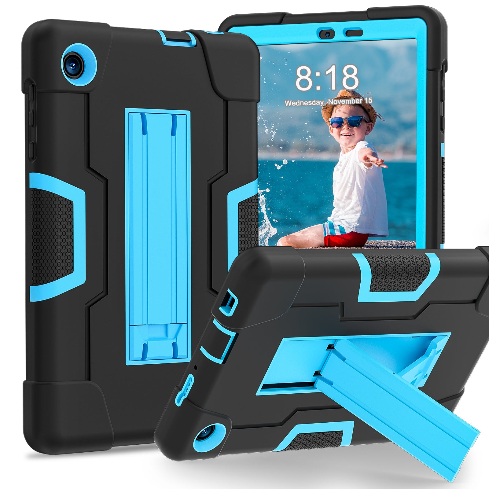 For TCL Tab 8 4G / Tab 8 LE (Model 9137W) / Tab 8 WiFi (Model 9132X) Kickstand Tablet Case Robot Style Silicone + PC Color Contrast Protective Cover