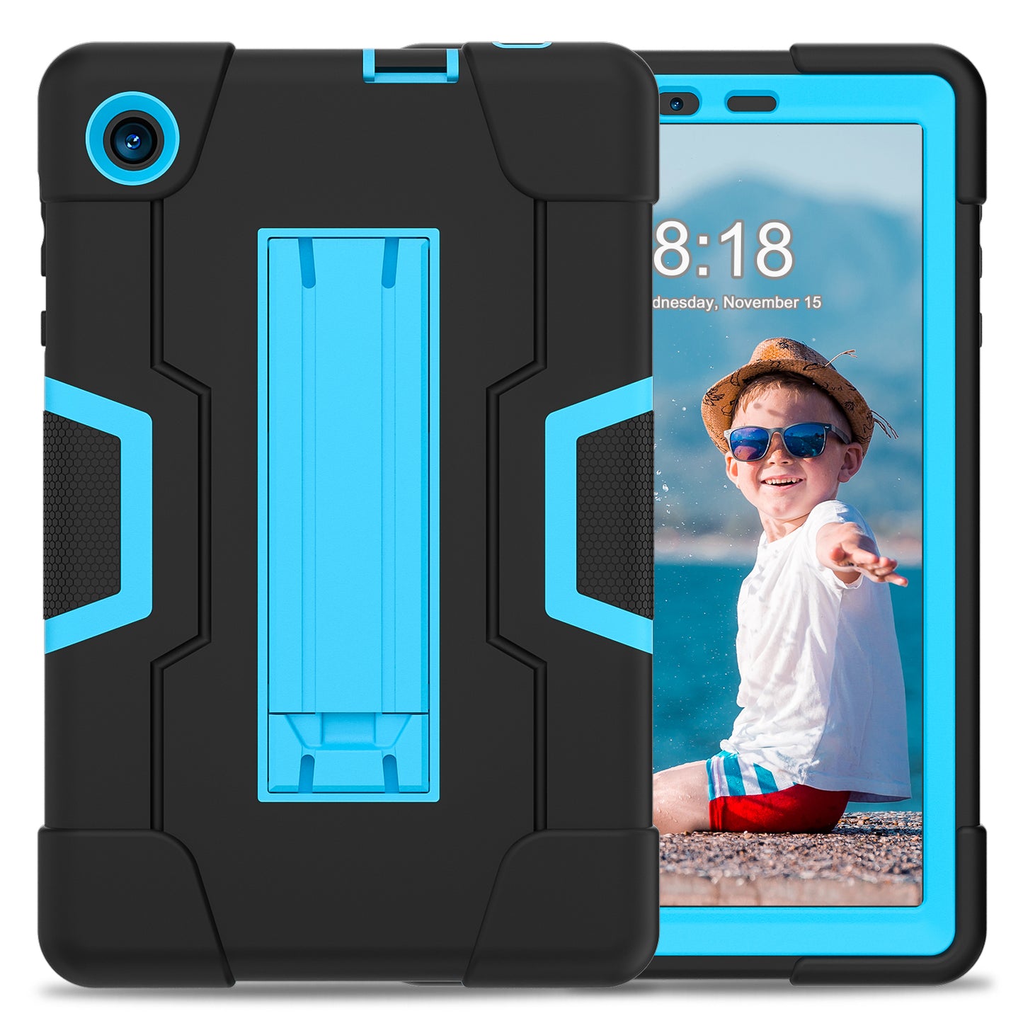 For TCL Tab 8 4G / Tab 8 LE (Model 9137W) / Tab 8 WiFi (Model 9132X) Kickstand Tablet Case Robot Style Silicone + PC Color Contrast Protective Cover