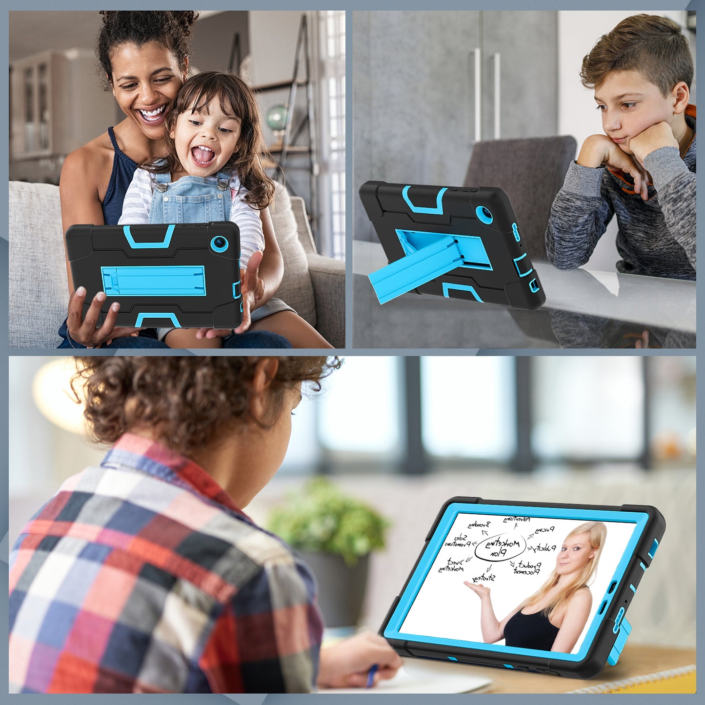 For TCL Tab 8 4G / Tab 8 LE (Model 9137W) / Tab 8 WiFi (Model 9132X) Kickstand Tablet Case Robot Style Silicone + PC Color Contrast Protective Cover