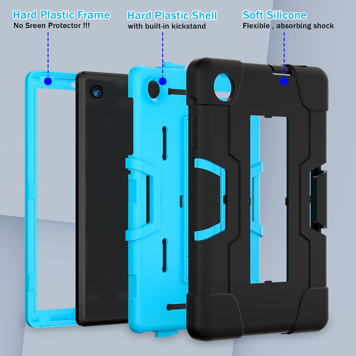 For TCL Tab 8 4G / Tab 8 LE (Model 9137W) / Tab 8 WiFi (Model 9132X) Kickstand Tablet Case Robot Style Silicone + PC Color Contrast Protective Cover