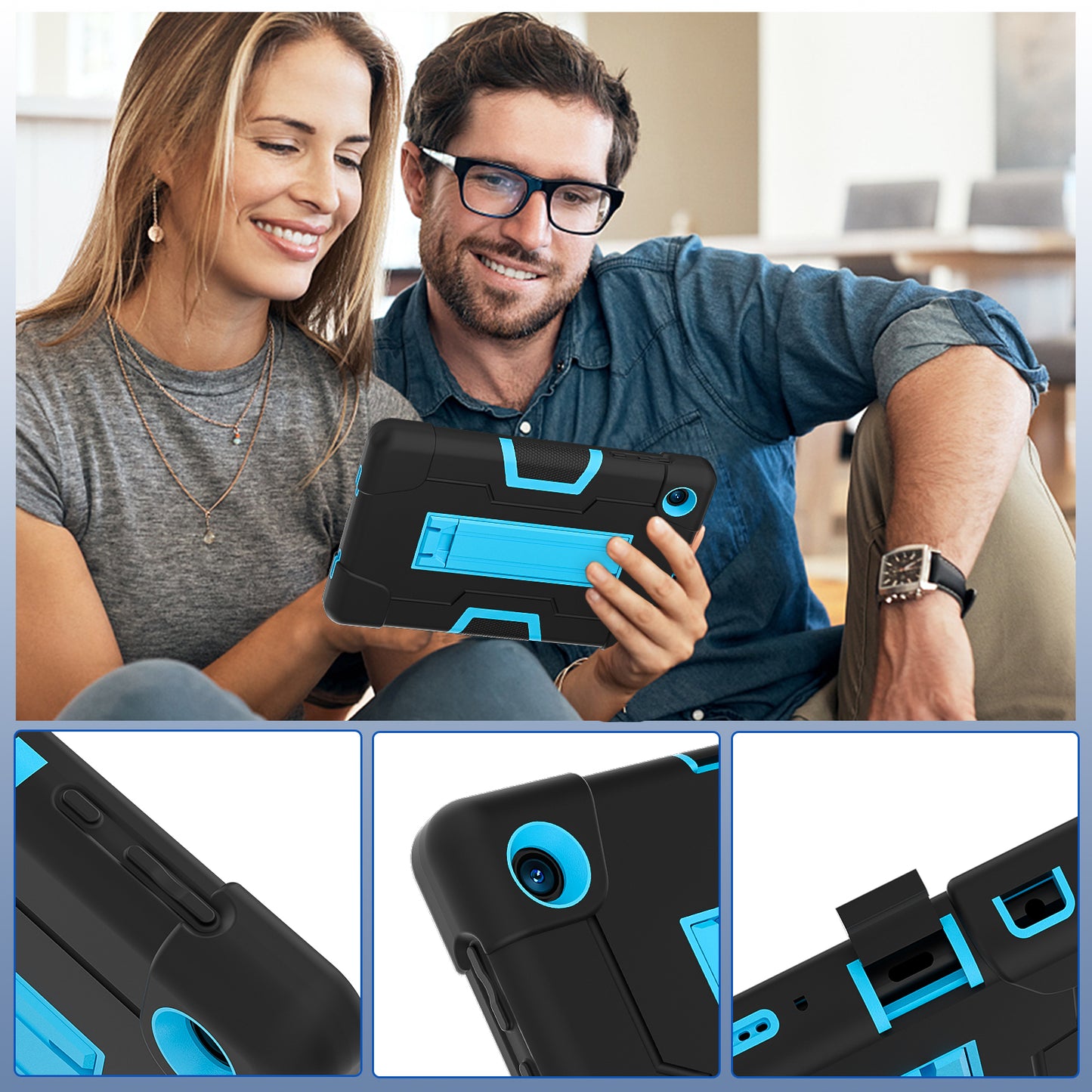 For TCL Tab 8 4G / Tab 8 LE (Model 9137W) / Tab 8 WiFi (Model 9132X) Kickstand Tablet Case Robot Style Silicone + PC Color Contrast Protective Cover