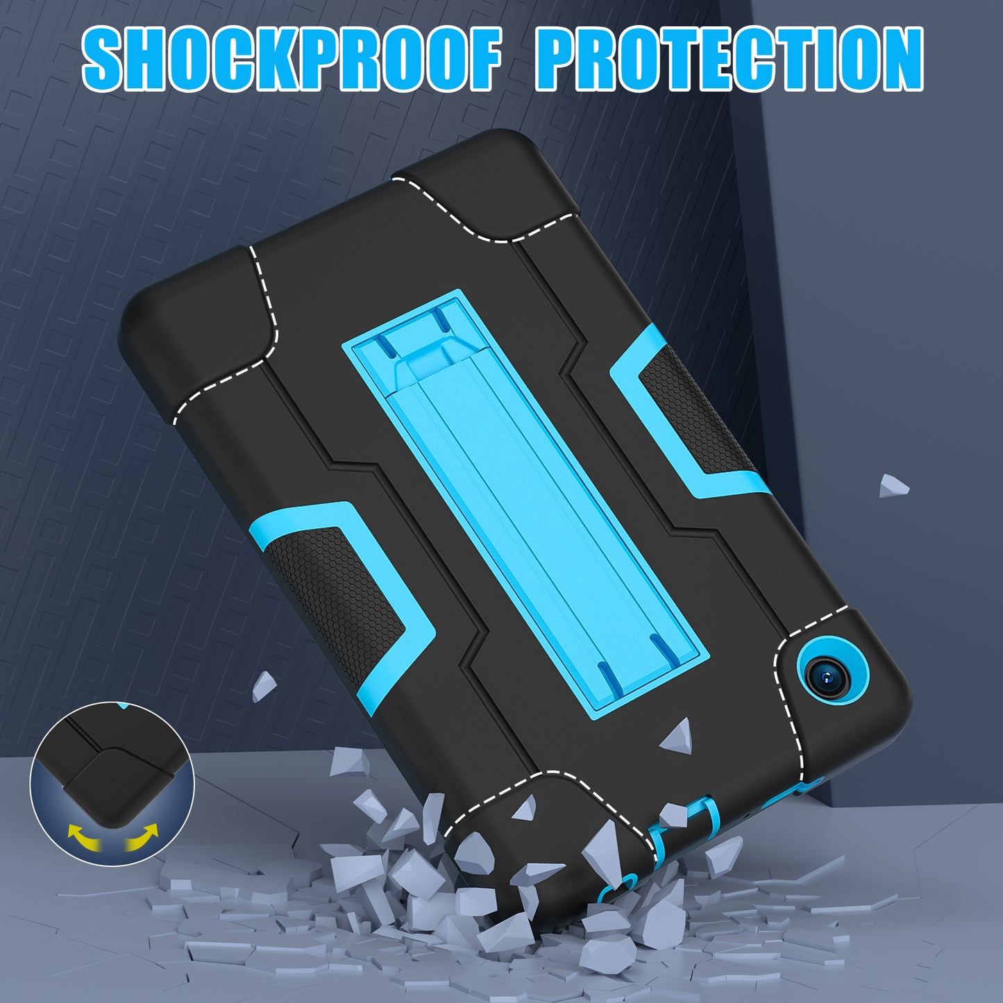 For TCL Tab 8 4G / Tab 8 LE (Model 9137W) / Tab 8 WiFi (Model 9132X) Kickstand Tablet Case Robot Style Silicone + PC Color Contrast Protective Cover