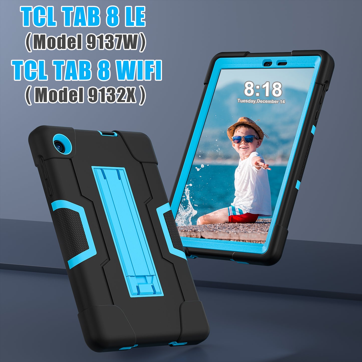 For TCL Tab 8 4G / Tab 8 LE (Model 9137W) / Tab 8 WiFi (Model 9132X) Kickstand Tablet Case Robot Style Silicone + PC Color Contrast Protective Cover