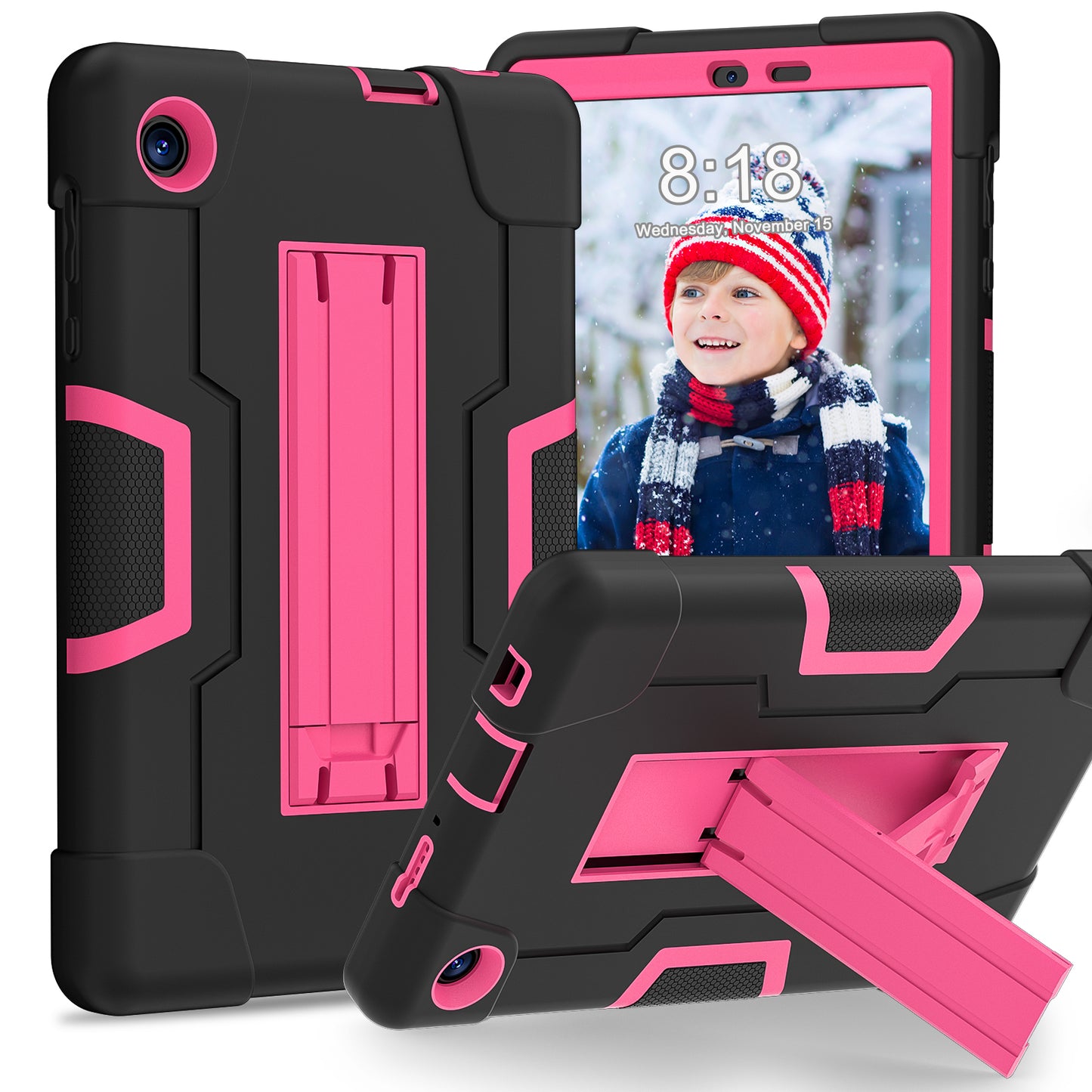 For TCL Tab 8 4G / Tab 8 LE (Model 9137W) / Tab 8 WiFi (Model 9132X) Kickstand Tablet Case Robot Style Silicone + PC Color Contrast Protective Cover