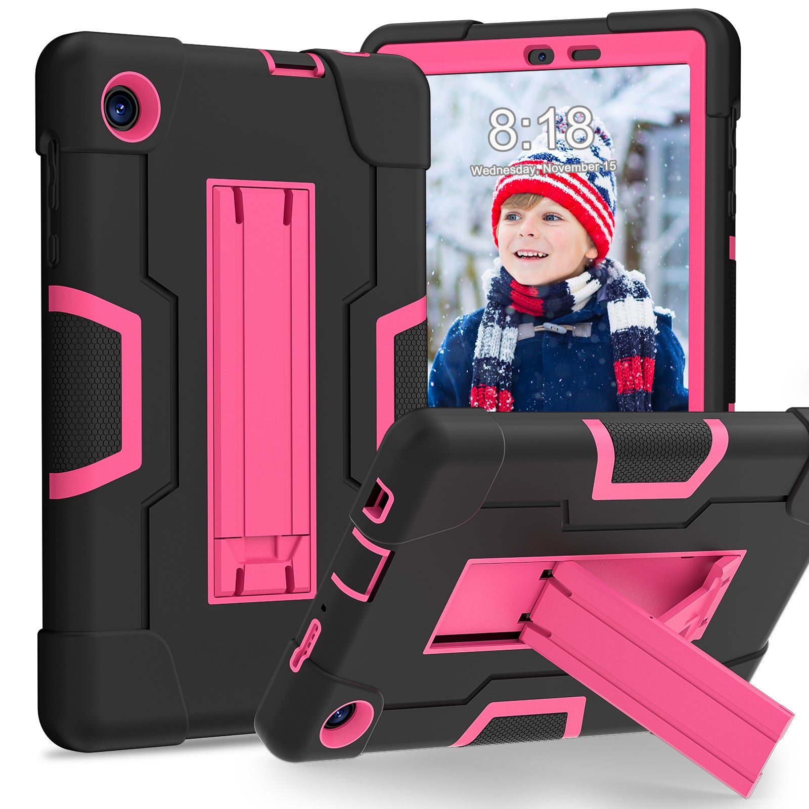 For TCL Tab 8 4G / Tab 8 LE (Model 9137W) / Tab 8 WiFi (Model 9132X) Kickstand Tablet Case Robot Style Silicone + PC Color Contrast Protective Cover