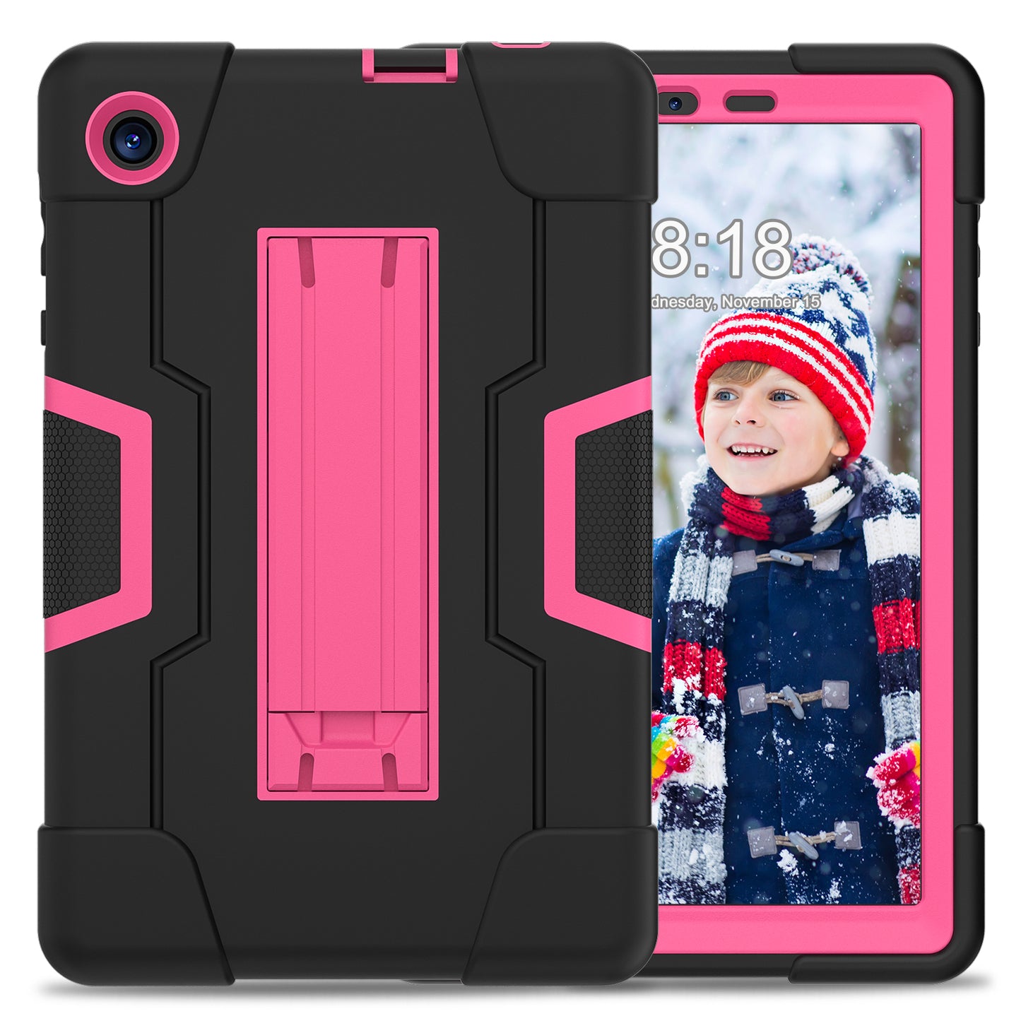 For TCL Tab 8 4G / Tab 8 LE (Model 9137W) / Tab 8 WiFi (Model 9132X) Kickstand Tablet Case Robot Style Silicone + PC Color Contrast Protective Cover
