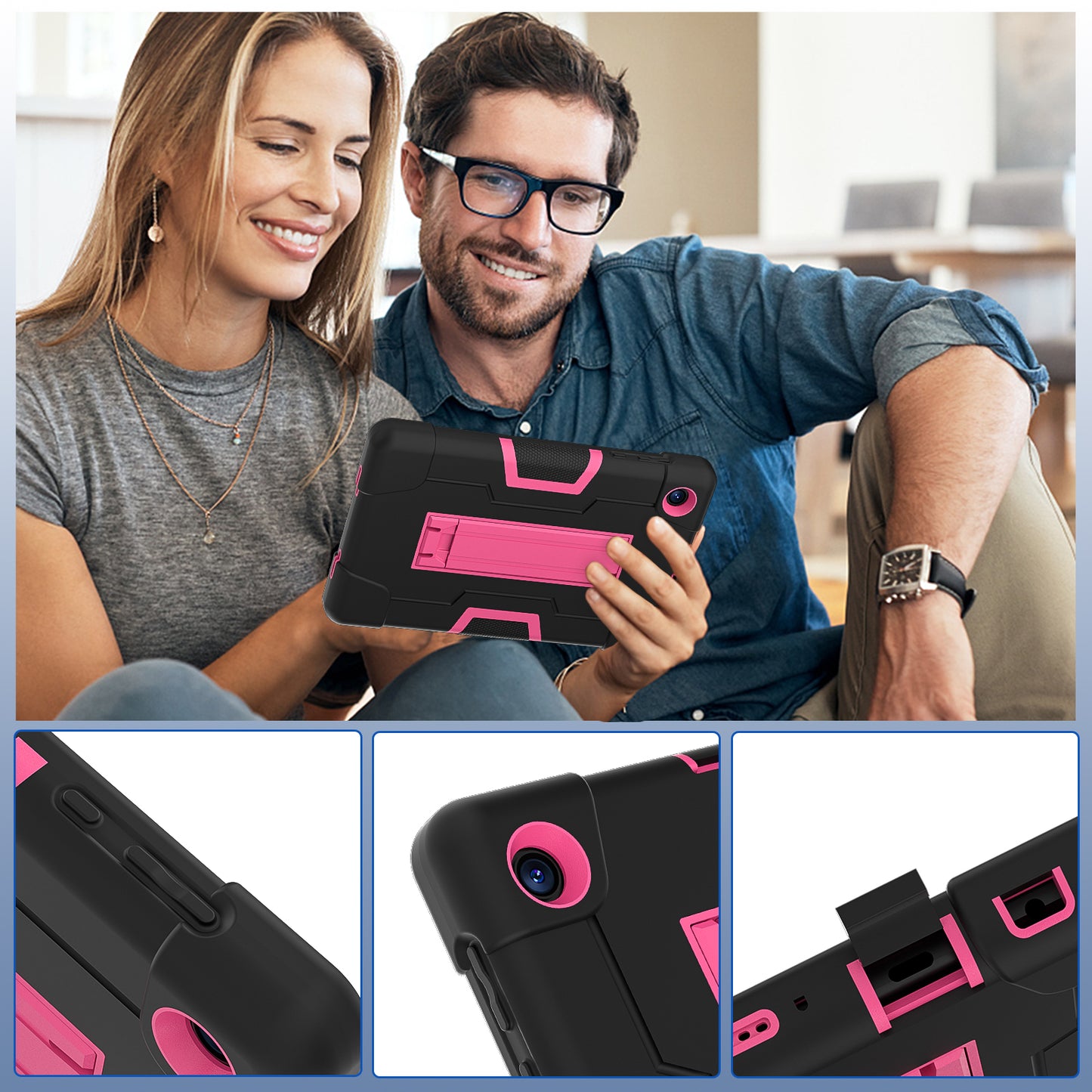 For TCL Tab 8 4G / Tab 8 LE (Model 9137W) / Tab 8 WiFi (Model 9132X) Kickstand Tablet Case Robot Style Silicone + PC Color Contrast Protective Cover