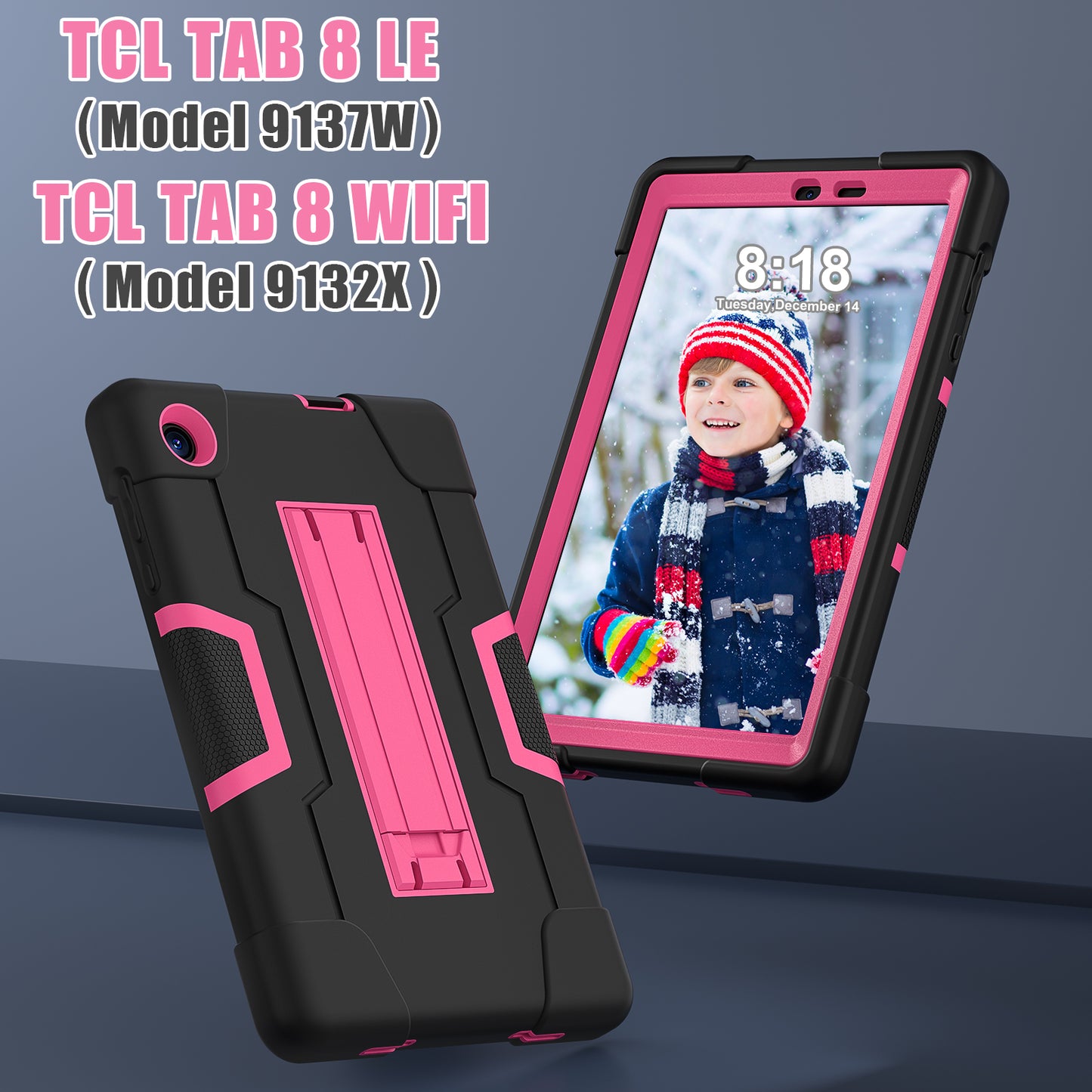 For TCL Tab 8 4G / Tab 8 LE (Model 9137W) / Tab 8 WiFi (Model 9132X) Kickstand Tablet Case Robot Style Silicone + PC Color Contrast Protective Cover