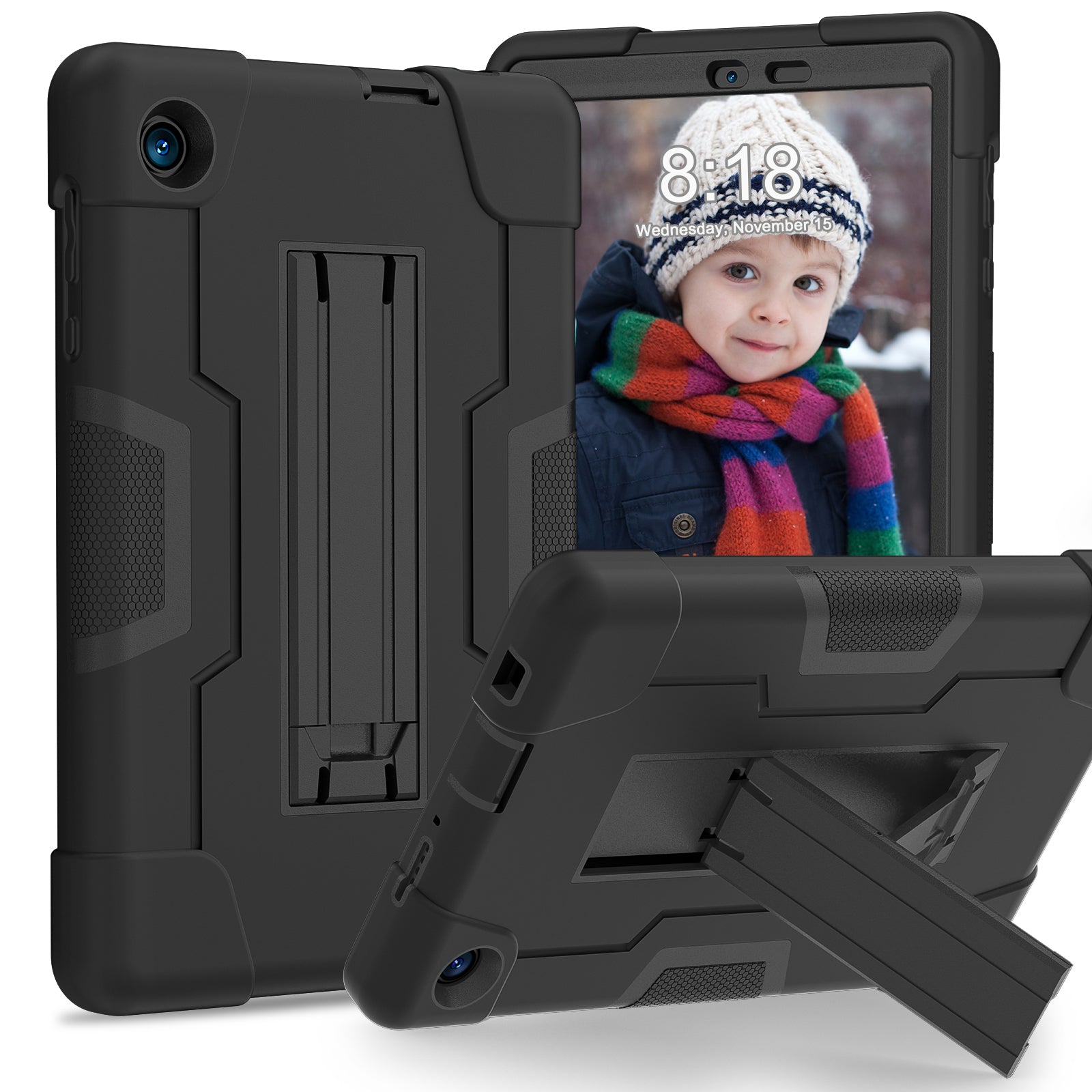 For TCL Tab 8 4G / Tab 8 LE (Model 9137W) / Tab 8 WiFi (Model 9132X) Kickstand Tablet Case Robot Style Silicone + PC Color Contrast Protective Cover