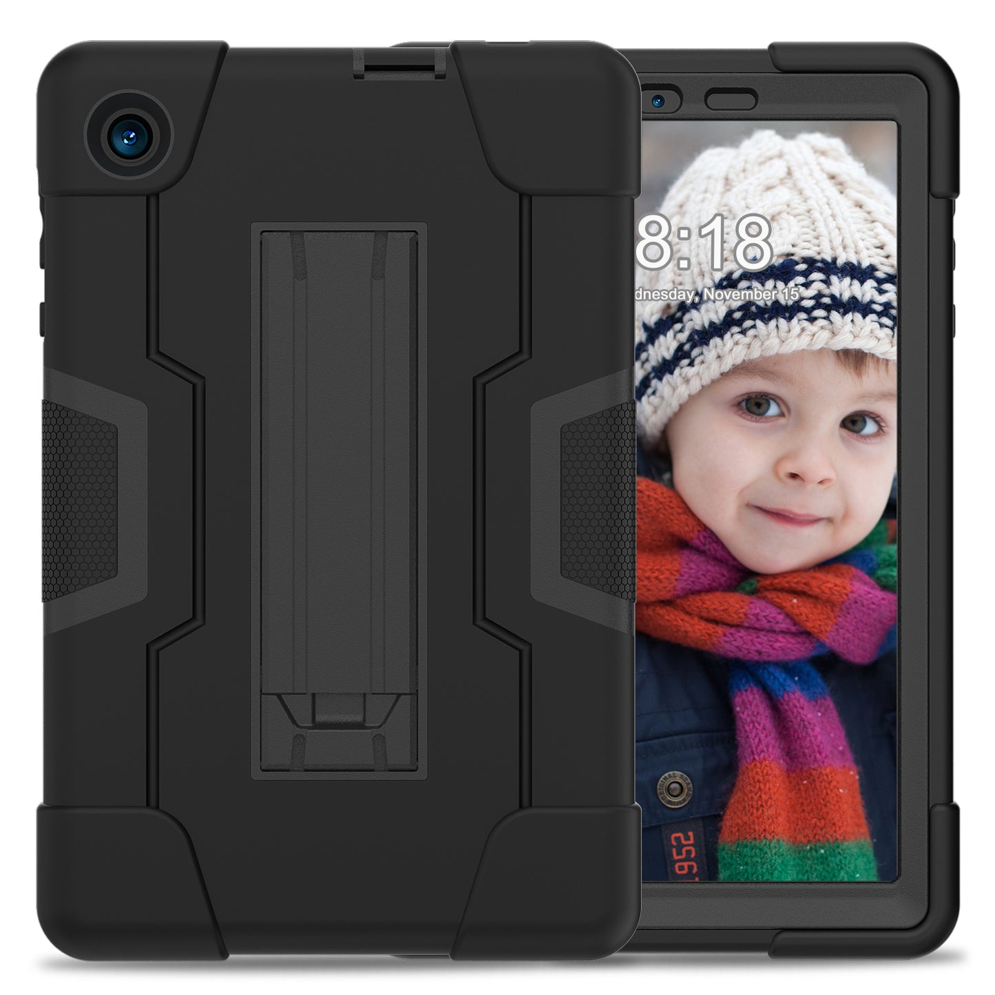For TCL Tab 8 4G / Tab 8 LE (Model 9137W) / Tab 8 WiFi (Model 9132X) Kickstand Tablet Case Robot Style Silicone + PC Color Contrast Protective Cover