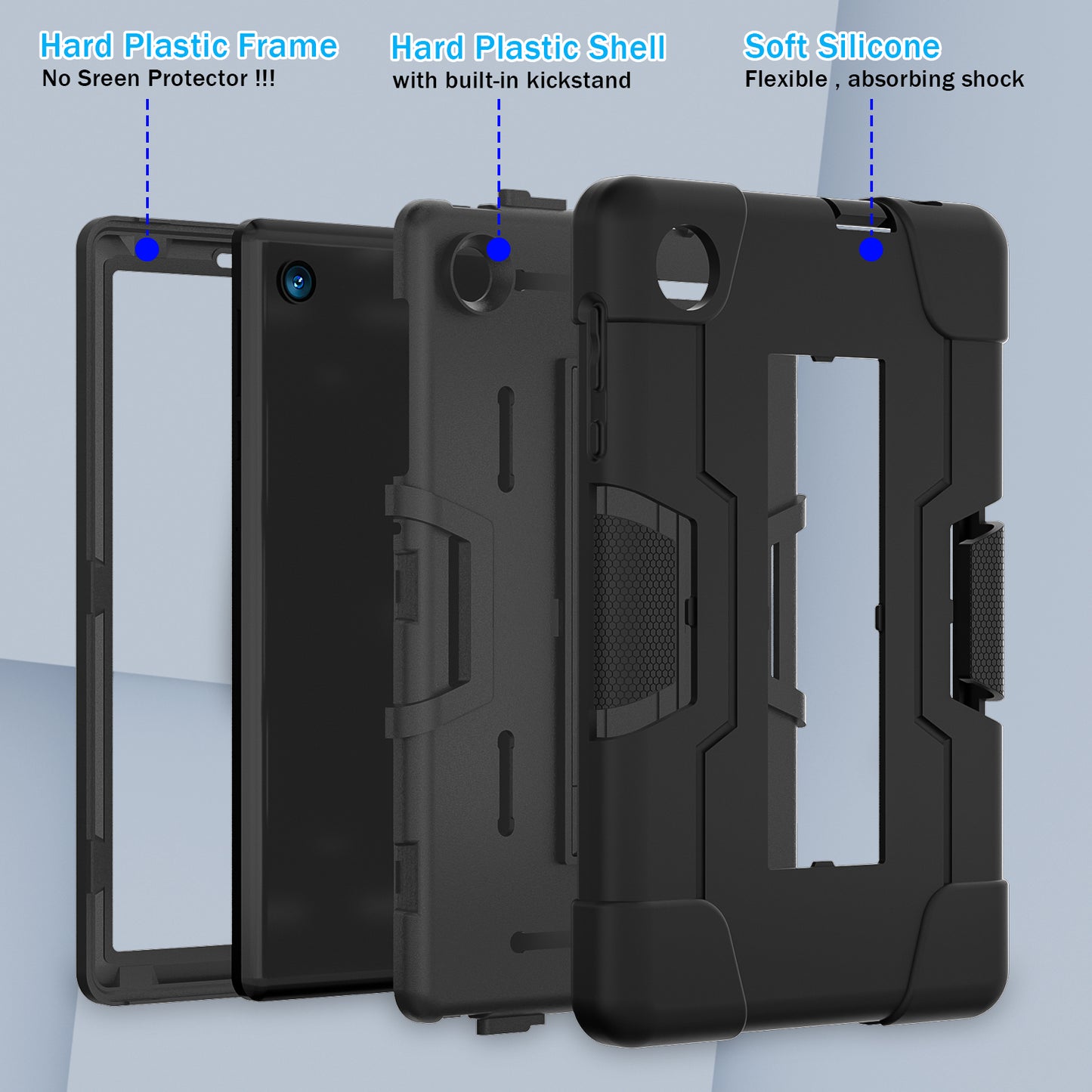 For TCL Tab 8 4G / Tab 8 LE (Model 9137W) / Tab 8 WiFi (Model 9132X) Kickstand Tablet Case Robot Style Silicone + PC Color Contrast Protective Cover