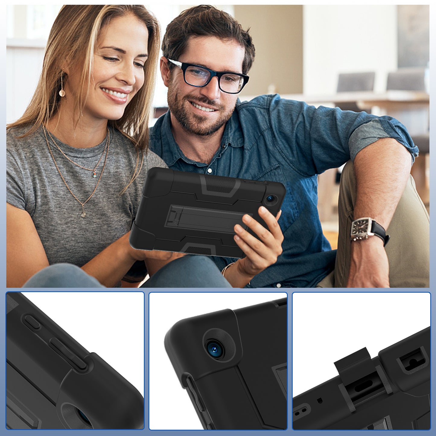 For TCL Tab 8 4G / Tab 8 LE (Model 9137W) / Tab 8 WiFi (Model 9132X) Kickstand Tablet Case Robot Style Silicone + PC Color Contrast Protective Cover