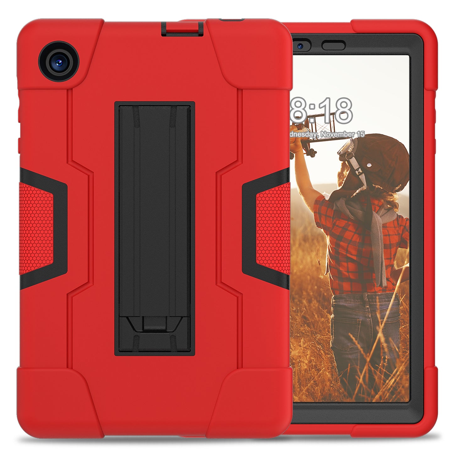For TCL Tab 8 4G / Tab 8 LE (Model 9137W) / Tab 8 WiFi (Model 9132X) Kickstand Tablet Case Robot Style Silicone + PC Color Contrast Protective Cover