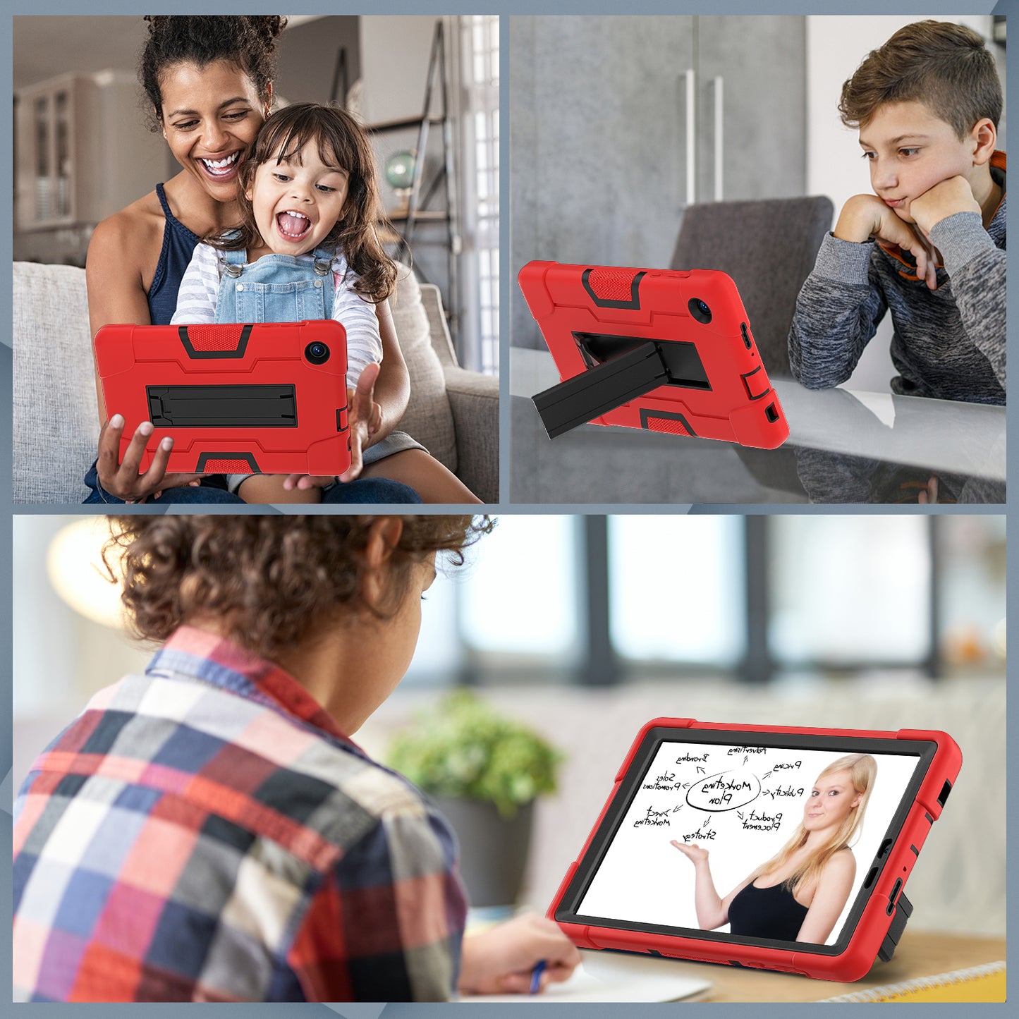 For TCL Tab 8 4G / Tab 8 LE (Model 9137W) / Tab 8 WiFi (Model 9132X) Kickstand Tablet Case Robot Style Silicone + PC Color Contrast Protective Cover