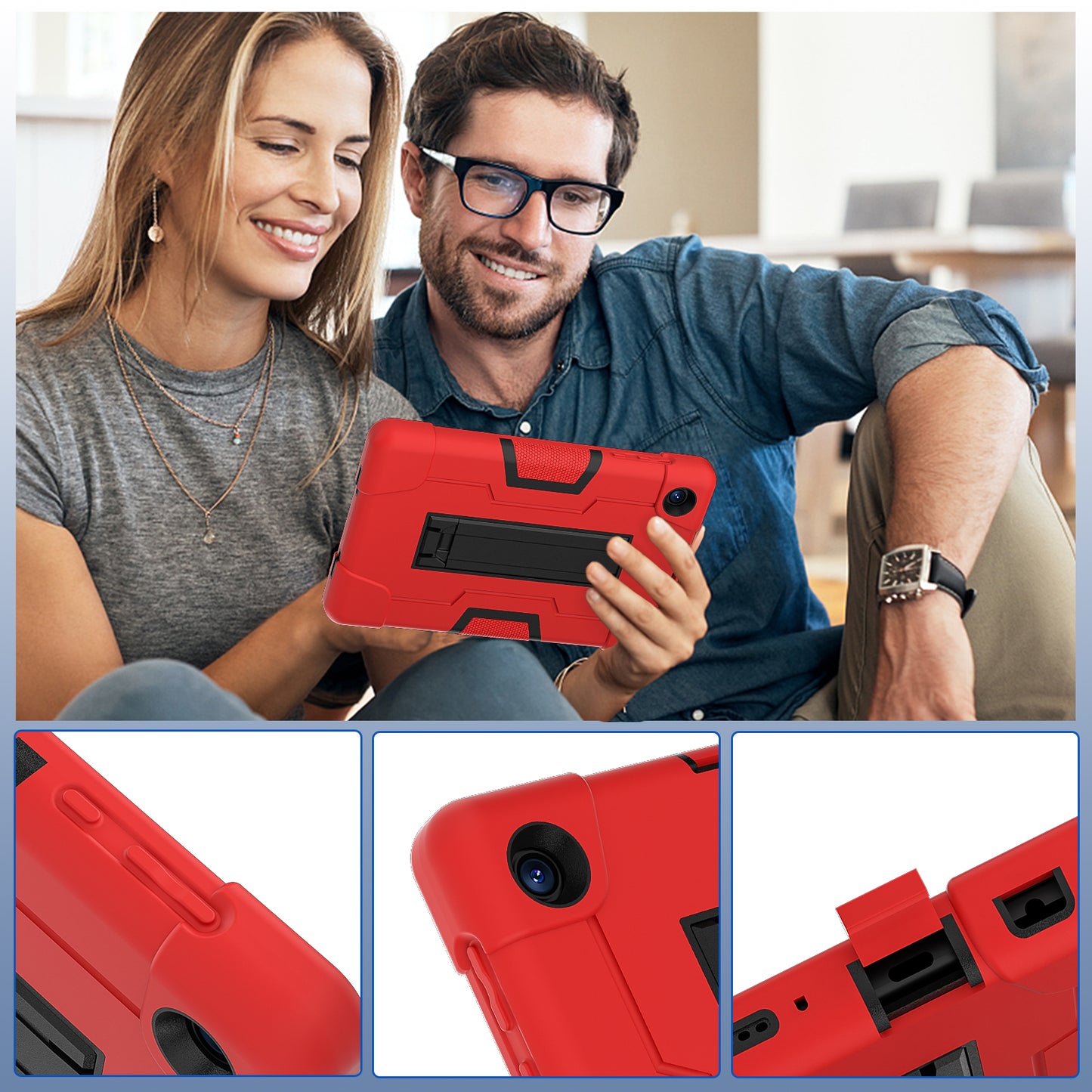 For TCL Tab 8 4G / Tab 8 LE (Model 9137W) / Tab 8 WiFi (Model 9132X) Kickstand Tablet Case Robot Style Silicone + PC Color Contrast Protective Cover