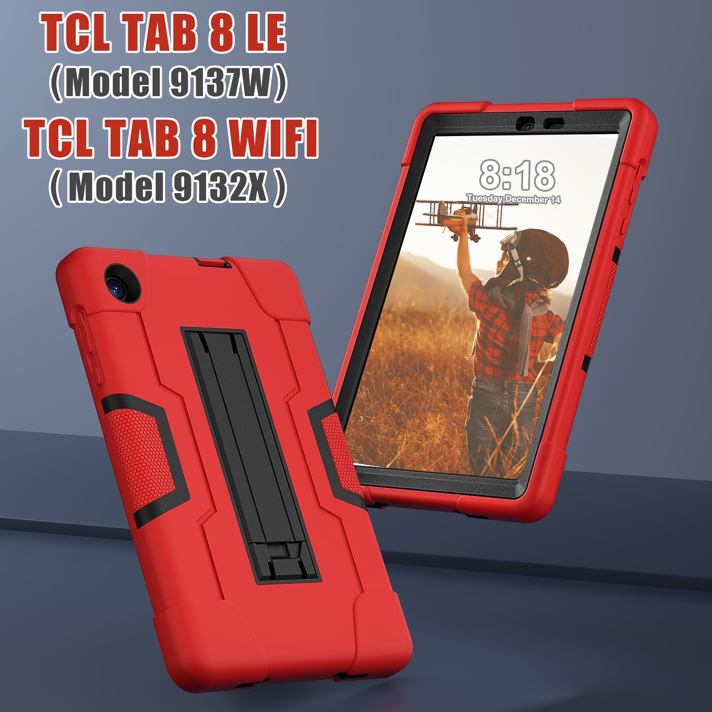 For TCL Tab 8 4G / Tab 8 LE (Model 9137W) / Tab 8 WiFi (Model 9132X) Kickstand Tablet Case Robot Style Silicone + PC Color Contrast Protective Cover