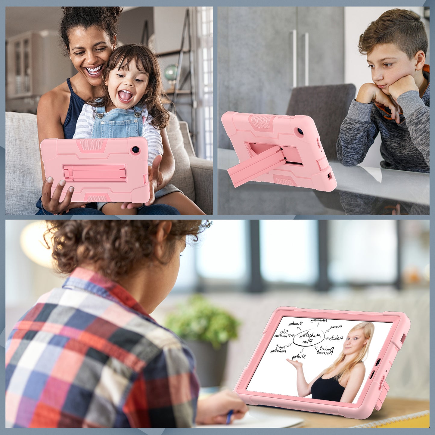 For TCL Tab 8 4G / Tab 8 LE (Model 9137W) / Tab 8 WiFi (Model 9132X) Kickstand Tablet Case Robot Style Silicone + PC Color Contrast Protective Cover