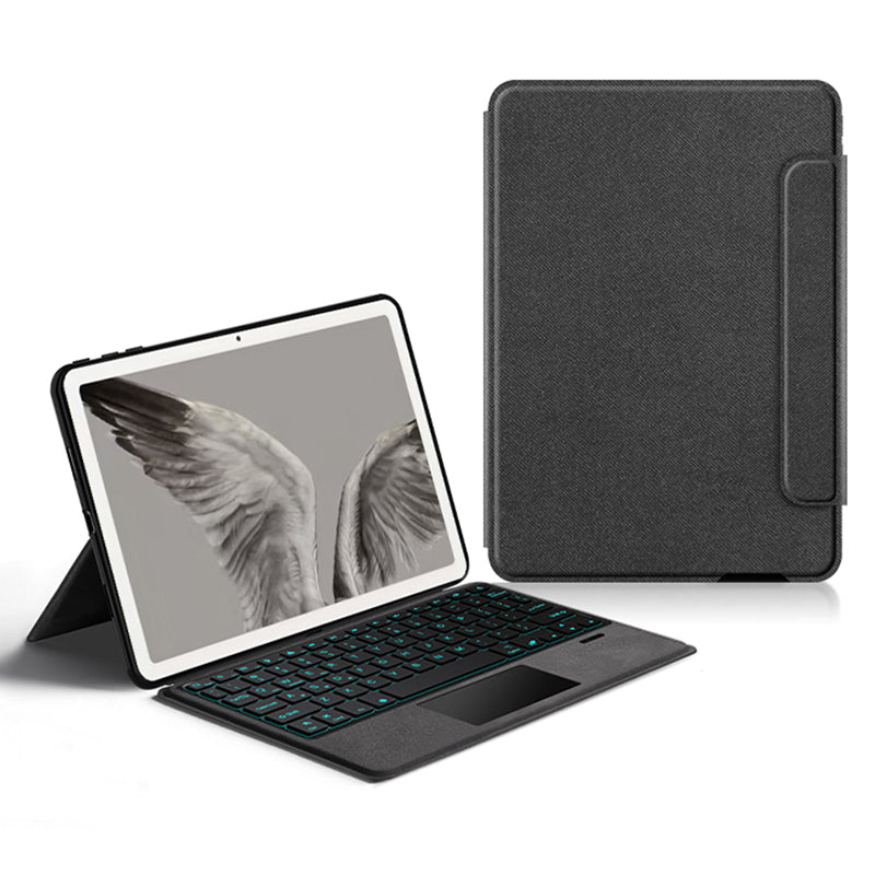 For Google Pixel Tablet PU Leather Stand Case with Backlit Keyboard, Multi-Touch Trackpad