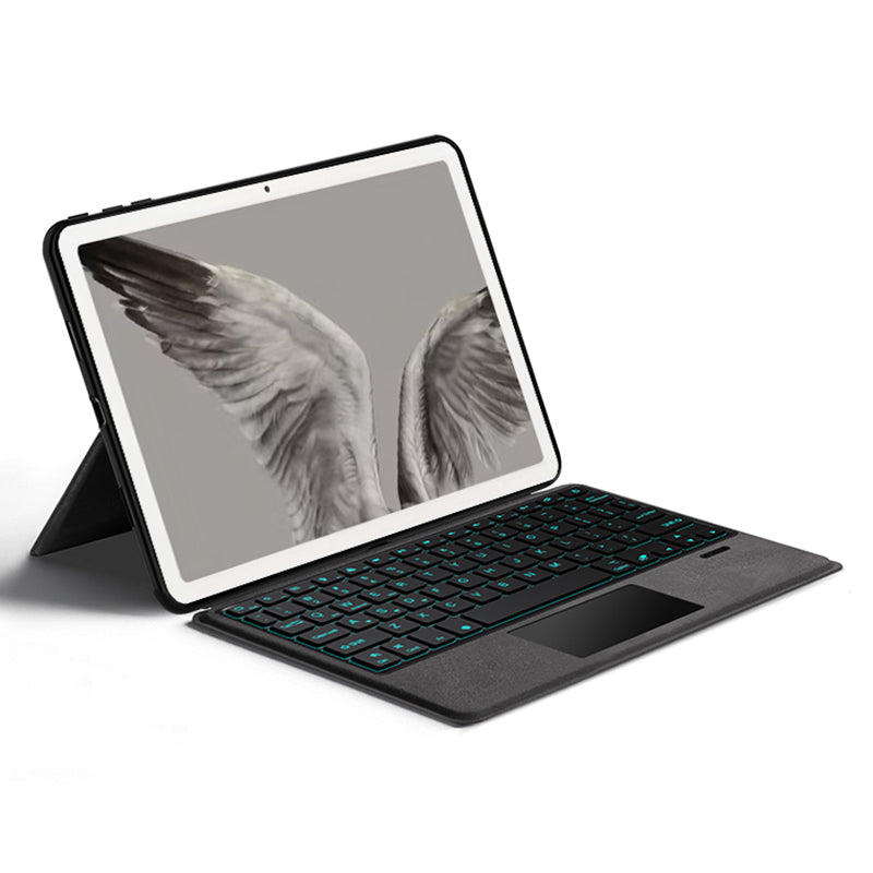 For Google Pixel Tablet PU Leather Stand Case with Backlit Keyboard, Multi-Touch Trackpad