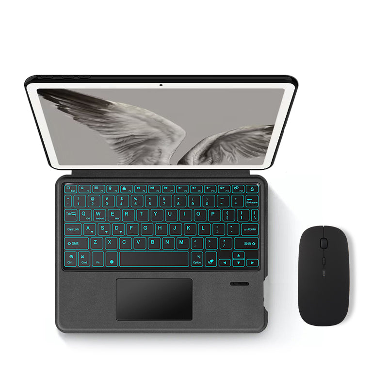 For Google Pixel Tablet PU Leather Stand Case with Backlit Keyboard, Multi-Touch Trackpad