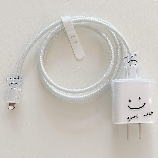 Transparent TPU Case for iPhone 18W / 20W Charger Adapter Protector Set with Charging Cable Connector Cover