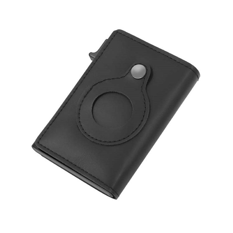 PU Leather RFID Blocking Automatic Pop Up Card Holder Wallet for AirTag Case Purse