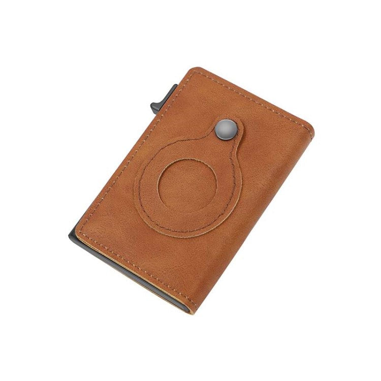 PU Leather RFID Blocking Automatic Pop Up Card Holder Wallet for AirTag Case Purse