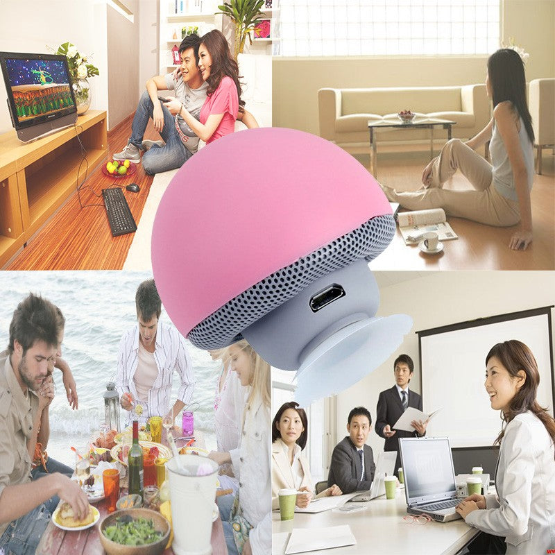 Mushroom Portable Bluetooth Wireless Stereo Speaker Mini Subwoofer with Suction Cup and Mic