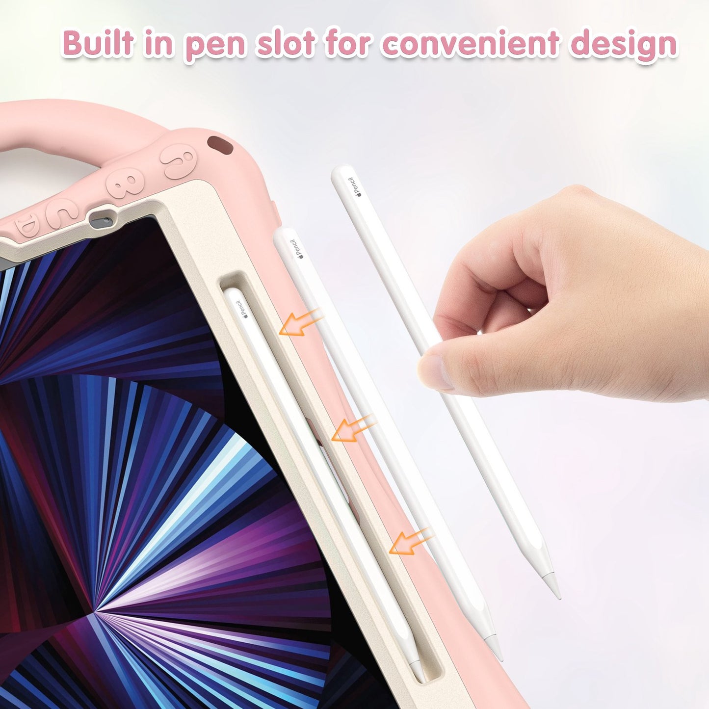 For iPad Air (2022)/(2020)/iPad Pro 11-inch (2021)/(2020)/(2018) PC + Silicone Tablet Case Hand Strap Kickstand Protective Cover with Pencil Holder