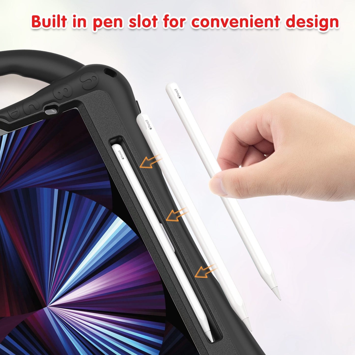 For iPad Air (2022)/(2020)/iPad Pro 11-inch (2021)/(2020)/(2018) PC + Silicone Tablet Case Hand Strap Kickstand Protective Cover with Pencil Holder