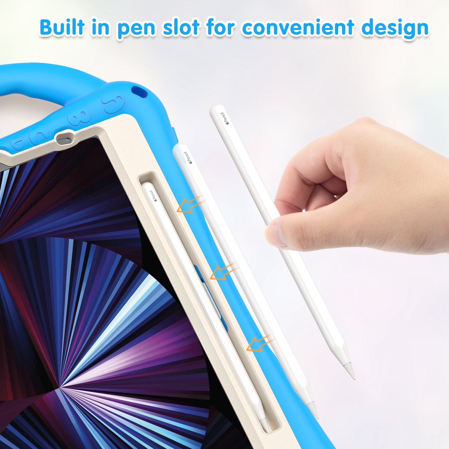 For iPad Air (2022)/(2020)/iPad Pro 11-inch (2021)/(2020)/(2018) PC + Silicone Tablet Case Hand Strap Kickstand Protective Cover with Pencil Holder