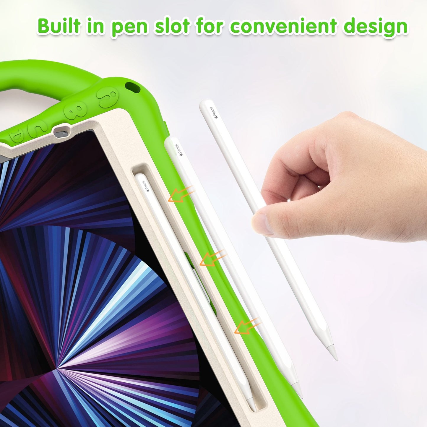 For iPad Air (2022)/(2020)/iPad Pro 11-inch (2021)/(2020)/(2018) PC + Silicone Tablet Case Hand Strap Kickstand Protective Cover with Pencil Holder