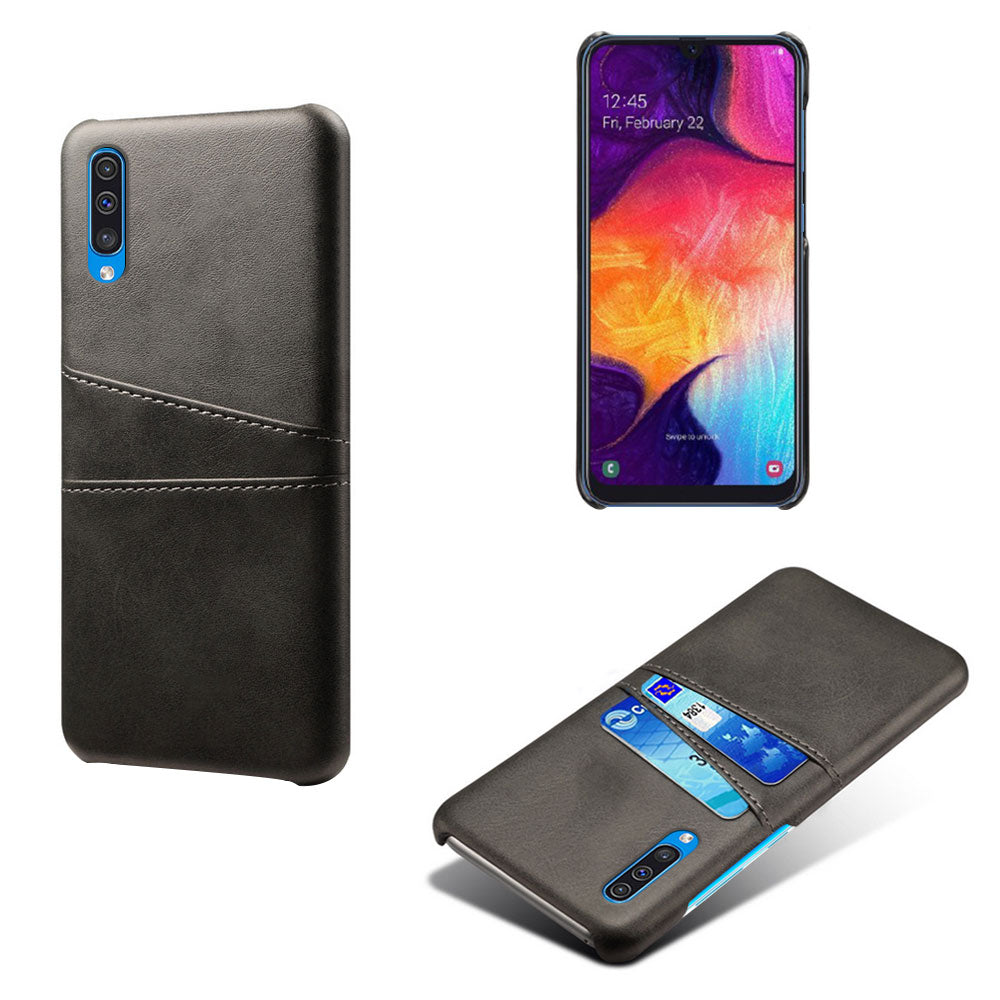 Dual Card Slots PU Leather Coated PC Mobile Phone Shell for Samsung Galaxy A50 / A50s / A30s