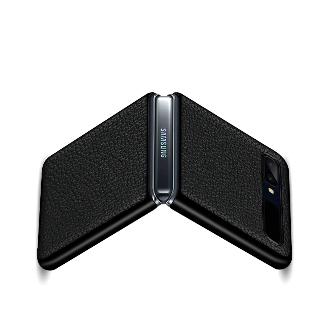 For Samsung Galaxy Z Flip Litchi Texture Genuine Leather + TPU Shockproof Folding Anti-Drop Phone Case