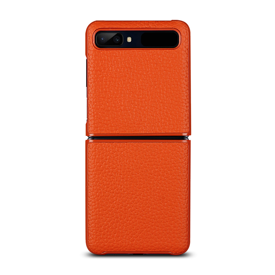 For Samsung Galaxy Z Flip Litchi Texture Genuine Leather + TPU Shockproof Folding Anti-Drop Phone Case