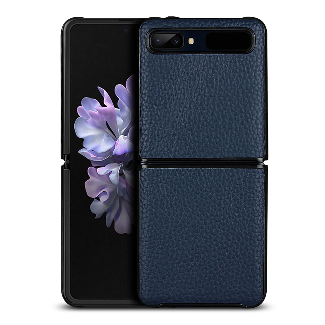 For Samsung Galaxy Z Flip Litchi Texture Genuine Leather + TPU Shockproof Folding Anti-Drop Phone Case
