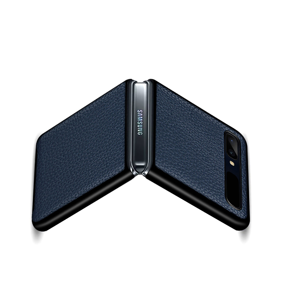 For Samsung Galaxy Z Flip Litchi Texture Genuine Leather + TPU Shockproof Folding Anti-Drop Phone Case