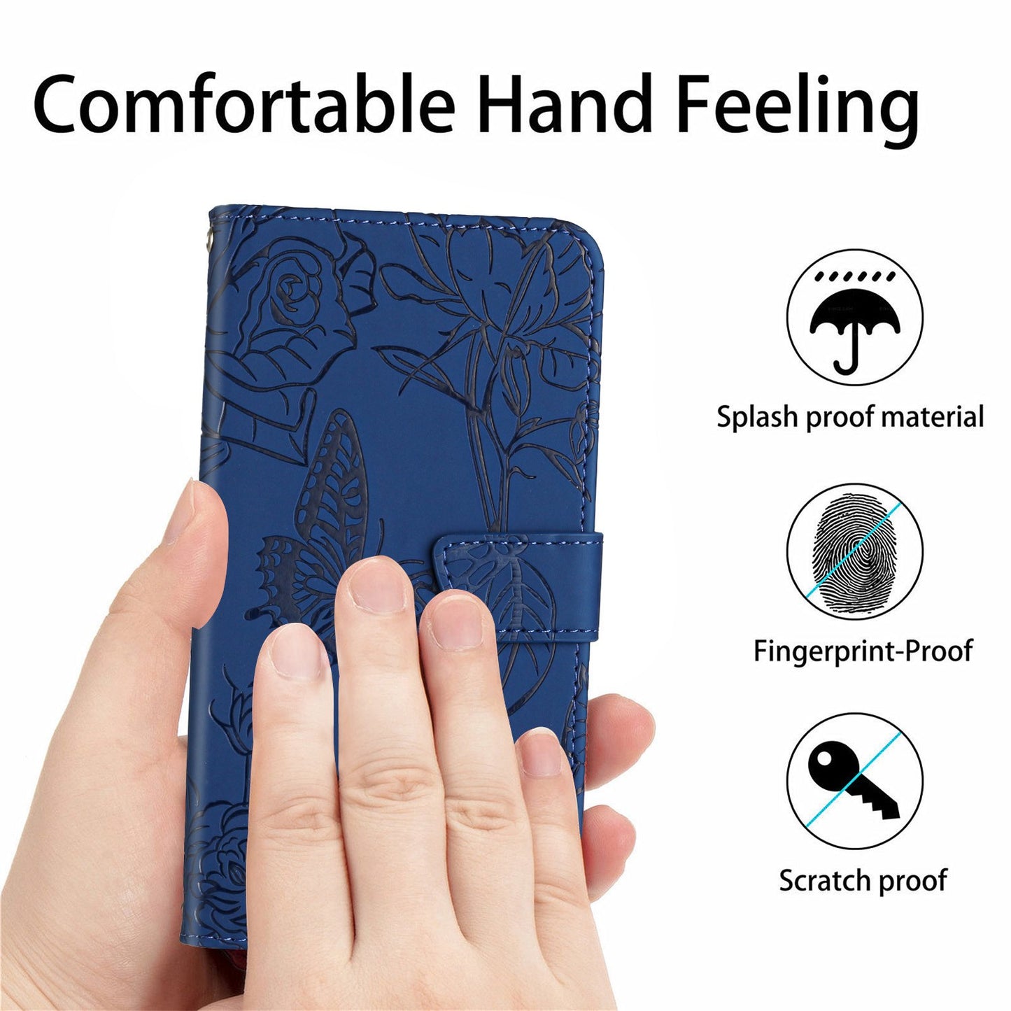For Samsung Galaxy A41 (Global Version) Butterfly Flower Imprinted PU Leather Wallet Phone Cover TPU Inner Shell Skin-touch Feeling Stand Folio Case with Strap