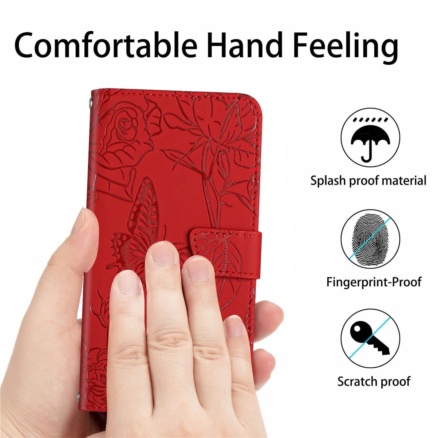 For Samsung Galaxy A41 (Global Version) Butterfly Flower Imprinted PU Leather Wallet Phone Cover TPU Inner Shell Skin-touch Feeling Stand Folio Case with Strap