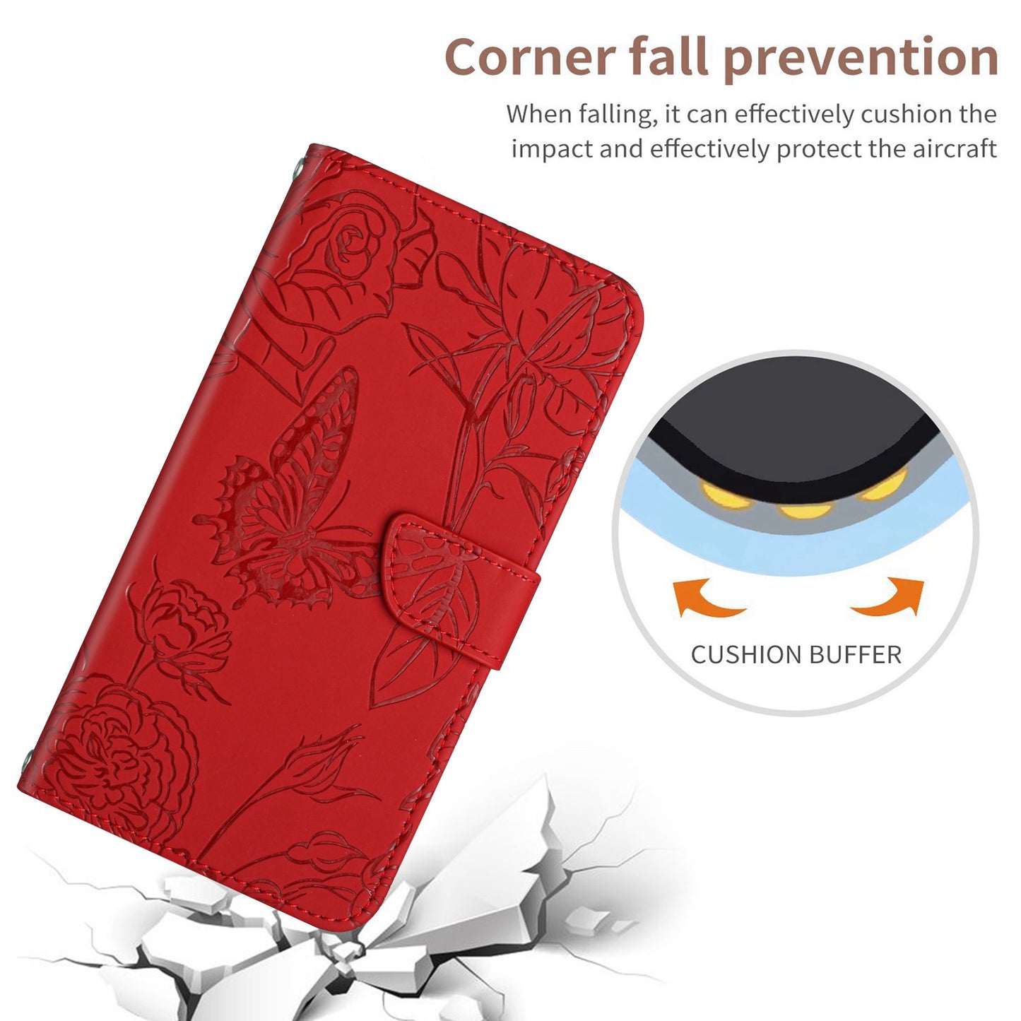 For Samsung Galaxy A41 (Global Version) Butterfly Flower Imprinted PU Leather Wallet Phone Cover TPU Inner Shell Skin-touch Feeling Stand Folio Case with Strap