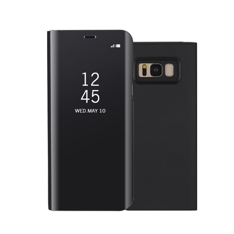 For Samsung Galaxy S8 Plus G955 Plated Mirror Surface View Leather Stand Mobile Case Smart Cell Phone Accessory