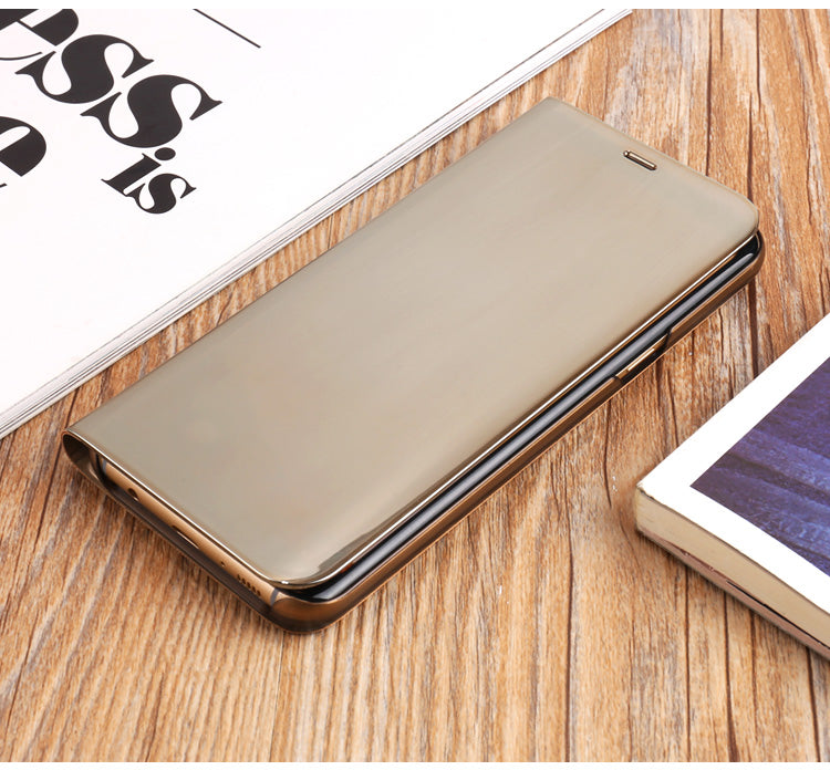 For Samsung Galaxy S8 Plus G955 Plated Mirror Surface View Leather Stand Mobile Case Smart Cell Phone Accessory
