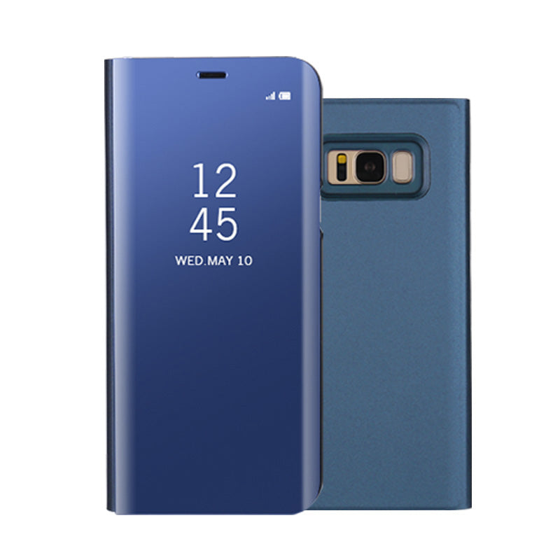 For Samsung Galaxy S8 Plus G955 Plated Mirror Surface View Leather Stand Mobile Case Smart Cell Phone Accessory